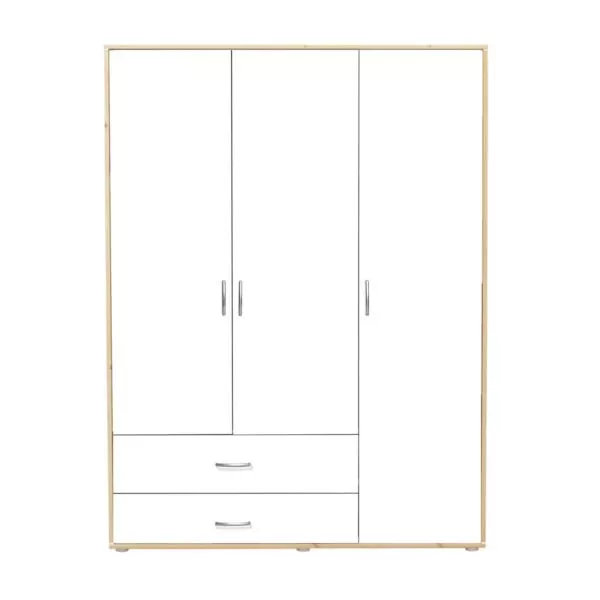 Kleiderschrank 3 Türen 2 Schübe Kiefer/Lack weiß Kleiderschrank 3 Türen 2 Schübe Kiefer/Lack weiß