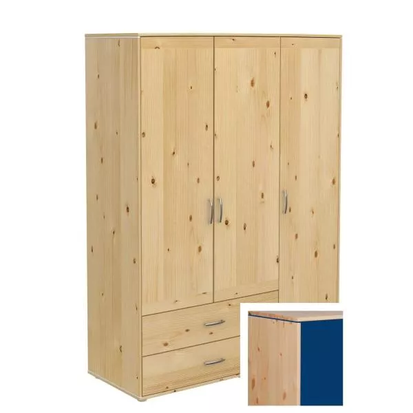 Flexa Classic Schrank 3 Türen, 2 Schubladen natur/blau