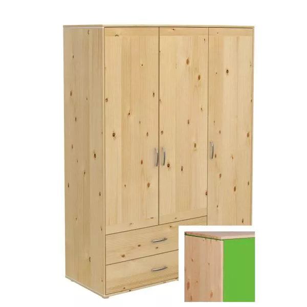 Flexa Classic Schrank 3 Türen, 2 Schubladen natur/grün