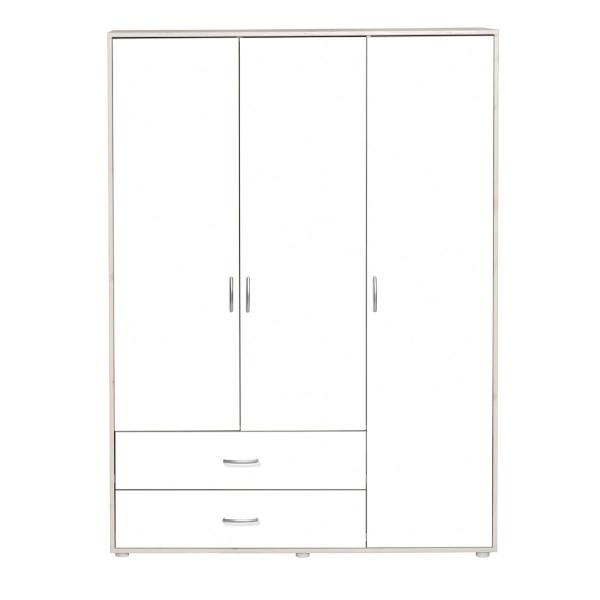 Kleiderschrank 3 Türen 2 Schübe Kieferweiß/Lack weiß/Weiß Kleiderschrank 3 Türen 2 Schübe Kieferweiß/Lack weiß/Weiß