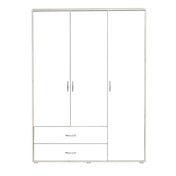 Kleiderschrank 3 Türen 2 Schübe Kieferweiß/Lack weiß/Weiß Kleiderschrank 3 Türen 2 Schübe Kieferweiß/Lack weiß/Weiß