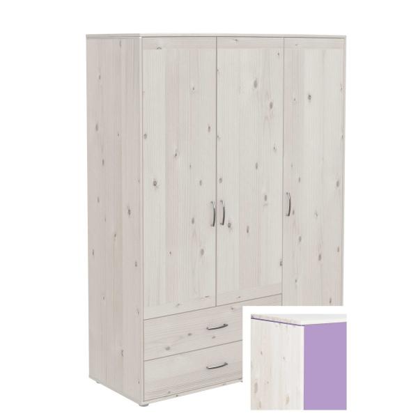 Flexa Classic Kleiderschrank 3 Türen, 2 Schubladen weiß/lila Flexa Classic Kleiderschrank 3 Türen, 2 Schubladen weiß/lila