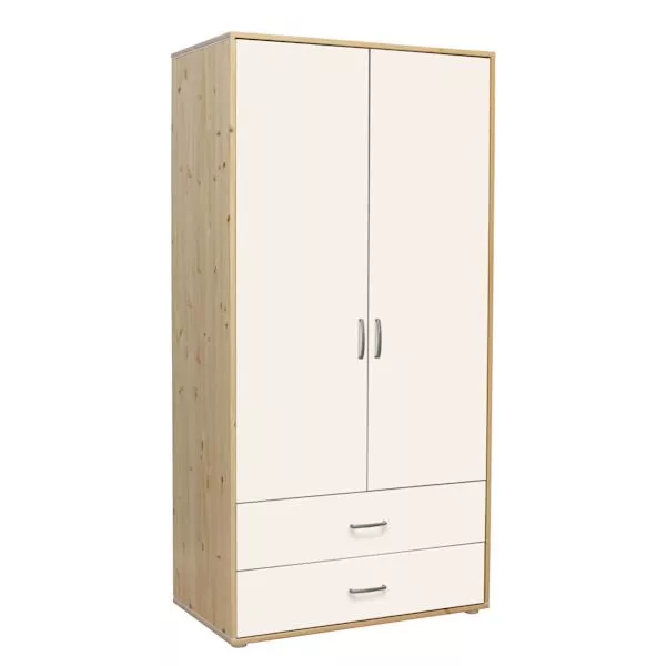 Kleiderschrank 2 Schübe 2 T. Kiefer/Lack weiß Kleiderschrank 2 Schübe 2 T. Kiefer/Lack weiß