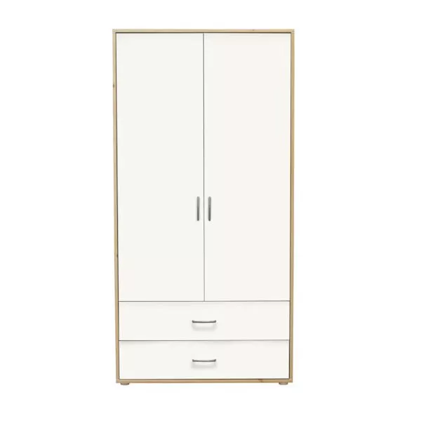 Kleiderschrank 2 Schübe 2 T. Kiefer/Lack weiß Kleiderschrank 2 Schübe 2 T. Kiefer/Lack weiß
