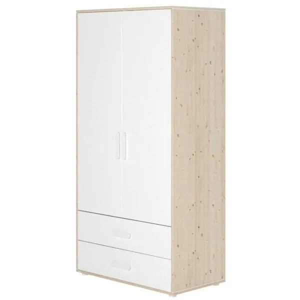 Flexa Näst Kleiderschrank 2 Türen 2 Schübe Natur/Weiß Flexa Näst Kleiderschrank 2 Türen 2 Schübe Natur/Weiß
