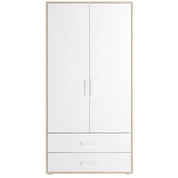 Flexa Näst Kleiderschrank 2 Türen 2 Schübe Natur/Weiß Flexa Näst Kleiderschrank 2 Türen 2 Schübe Natur/Weiß
