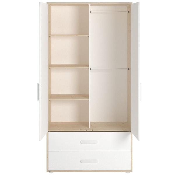 Flexa Näst Kleiderschrank 2 Türen 2 Schübe Natur/Weiß Flexa Näst Kleiderschrank 2 Türen 2 Schübe Natur/Weiß