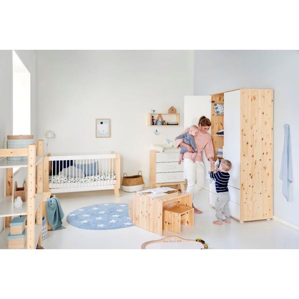 Flexa Näst Kleiderschrank 2 Türen 2 Schübe Natur/Weiß Flexa Näst Kleiderschrank 2 Türen 2 Schübe Natur/Weiß