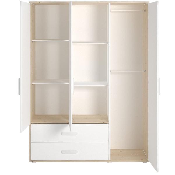 Flexa Näst Kleiderschrank 3 Türen 2 Schübe Natur/Weiß Flexa Näst Kleiderschrank 3 Türen 2 Schübe Natur/Weiß