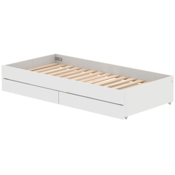 White Ausziehbett 90x190 mit 2 Schübe weiß/weiß White Ausziehbett 90x190 mit 2 Schübe weiß/weiß