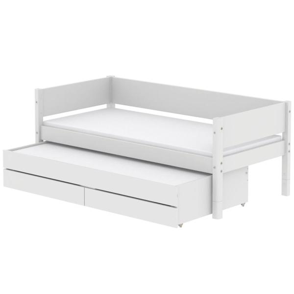 White Ausziehbett 90x190 mit 2 Schübe weiß/weiß White Ausziehbett 90x190 mit 2 Schübe weiß/weiß