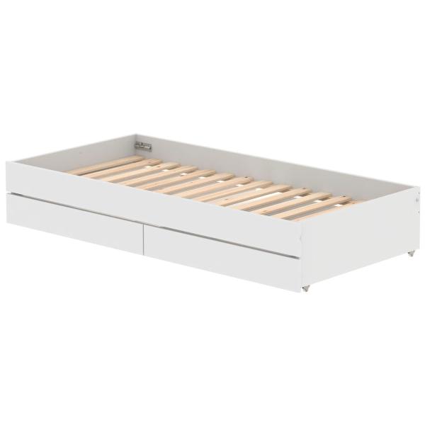White Ausziehbett 90x190 mit 2 Schübe weiß/birke White Ausziehbett 90x190 mit 2 Schübe weiß/birke
