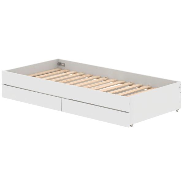 White Ausziehbett 90x200 mit 2 Schübe weiß/weiß White Ausziehbett 90x200 mit 2 Schübe weiß/weiß