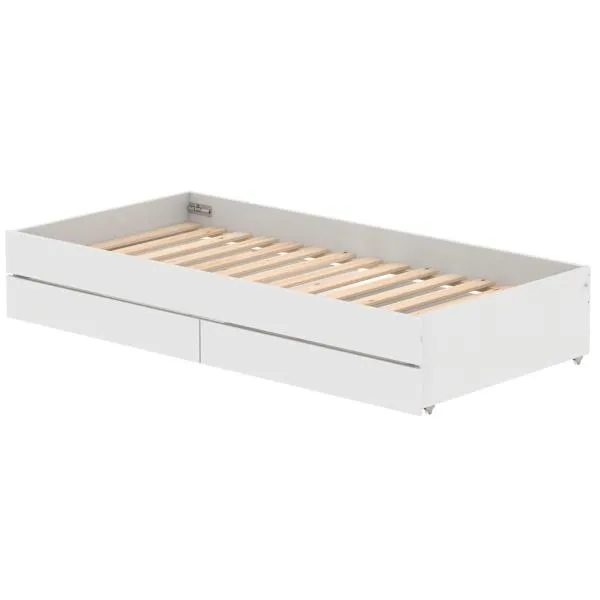 White Ausziehbett 90x200 mit 2 Schübe weiß/weiß White Ausziehbett 90x200 mit 2 Schübe weiß/weiß