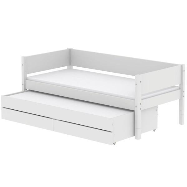 White Ausziehbett 90x200 mit 2 Schübe weiß/weiß White Ausziehbett 90x200 mit 2 Schübe weiß/weiß