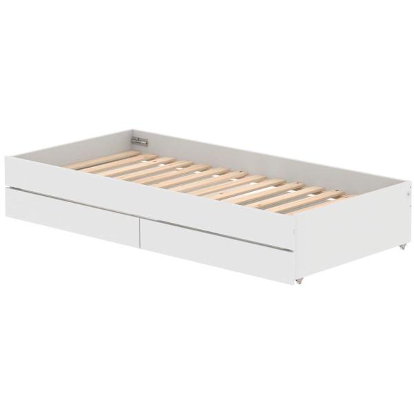 White Ausziehbett 90x200 mit 2 Schübe weiß/birke White Ausziehbett 90x200 mit 2 Schübe weiß/birke