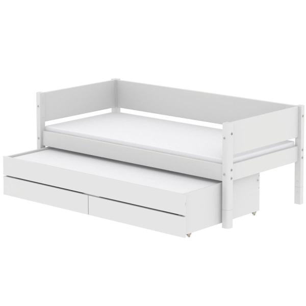 White Ausziehbett 90x200 mit 2 Schübe weiß/birke White Ausziehbett 90x200 mit 2 Schübe weiß/birke