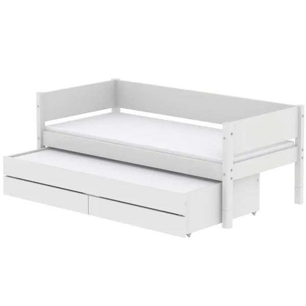 White Ausziehbett 90x200 mit 2 Schübe weiß/birke White Ausziehbett 90x200 mit 2 Schübe weiß/birke