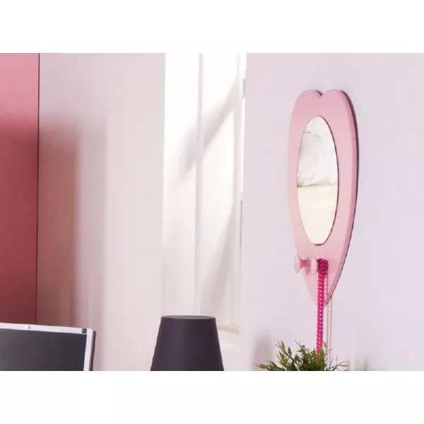 Trendy Wandspiegel "Herz" mit 2 Haken, pink
