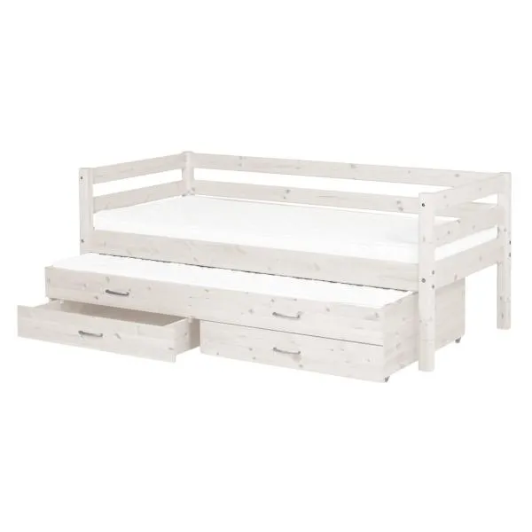 Classic Bettliege 90x200 mit 2 Schübe und Ausziehbett weiß Classic Bettliege 90x200 mit 2 Schübe und Ausziehbett weiß