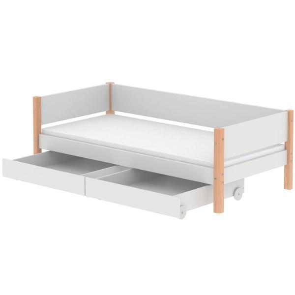 White Einzelbett 90x190 mit 2 Schübe weiß/birke White Einzelbett 90x190 mit 2 Schübe weiß/birke