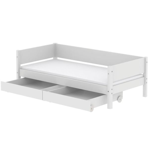 White Einzelbett 90x200 mit 2 Schübe weiß/weiß White Einzelbett 90x200 mit 2 Schübe weiß/weiß