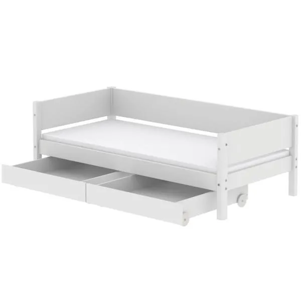 White Einzelbett 90x200 mit 2 Schübe weiß White Einzelbett 90x200 mit 2 Schübe weiß