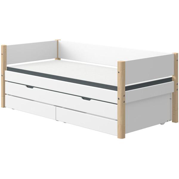 White Einzelbett 90x190 + Gästeb. + 2 Schübe weiß/birke White Einzelbett 90x190 + Gästeb. + 2 Schübe weiß/birke