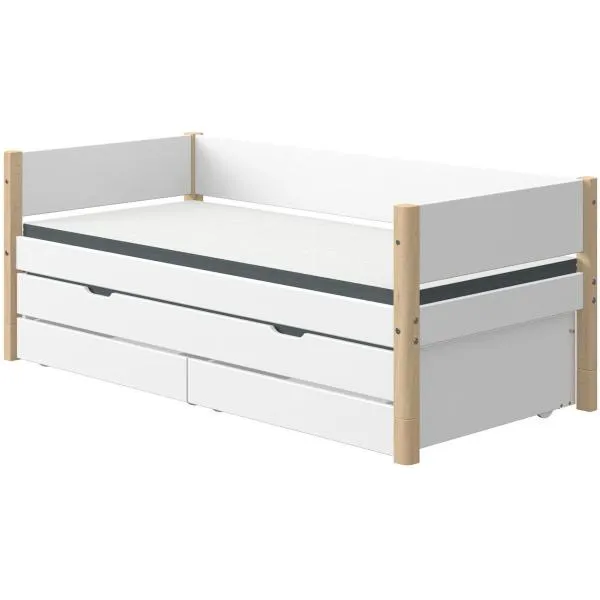 White Einzelbett 90x190 + Gästeb. + 2 Schübe weiß/birke White Einzelbett 90x190 + Gästeb. + 2 Schübe weiß/birke