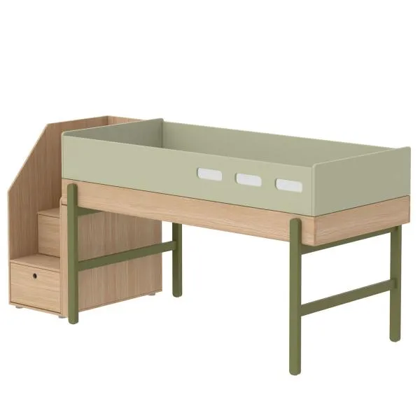 Flexa Popsicle Halbhohes Bett mit Treppe in 90x200 Kiwi Flexa Popsicle Halbhohes Bett mit Treppe in 90x200 Kiwi