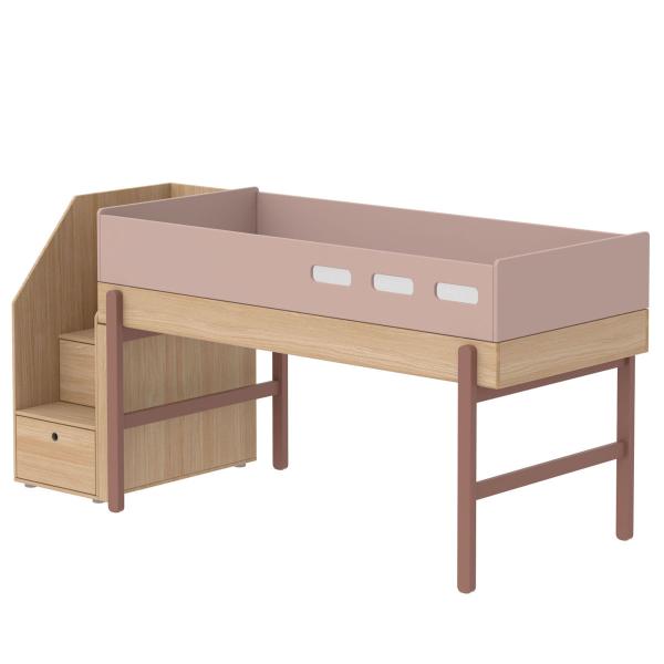 Flexa Popsicle Halbhohes Bett mit Treppe in 90x200 Cherry Flexa Popsicle Halbhohes Bett mit Treppe in 90x200 Cherry