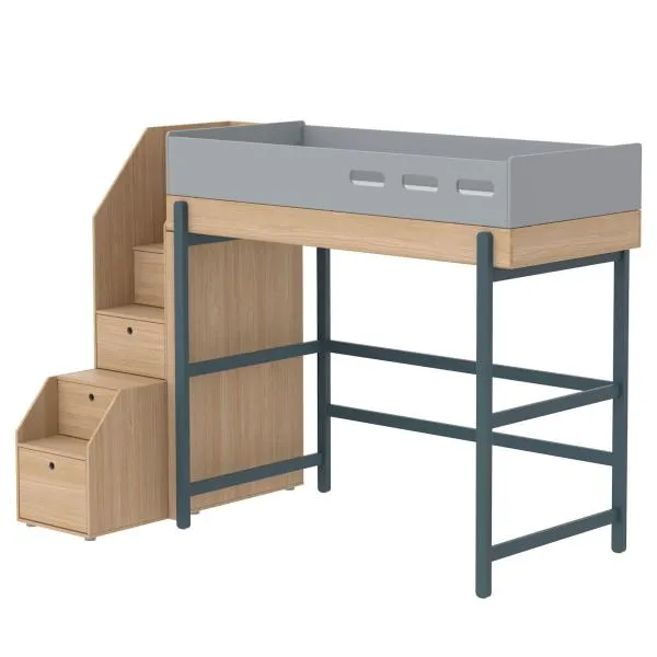 Flexa Popsicle Hochbett mit Treppe in 90x200 Blueberry Flexa Popsicle Hochbett mit Treppe in 90x200 Blueberry
