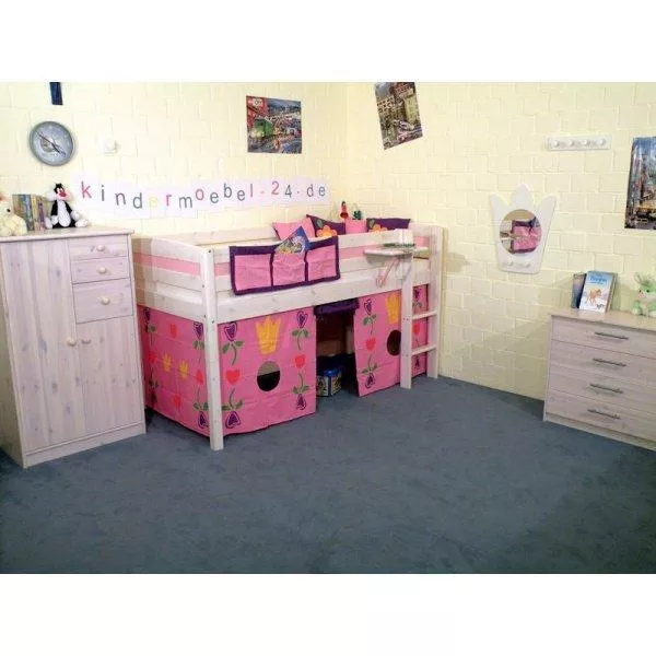 Flexa Basic Trendy Spielbett gerade L., weiß/pink Prinzessin