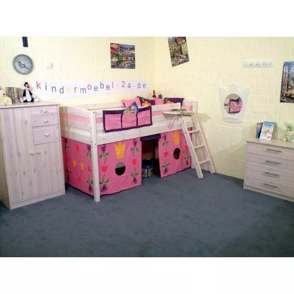 Flexa Basic Trendy Spielbett schräge L., weiß/pink Prinzess