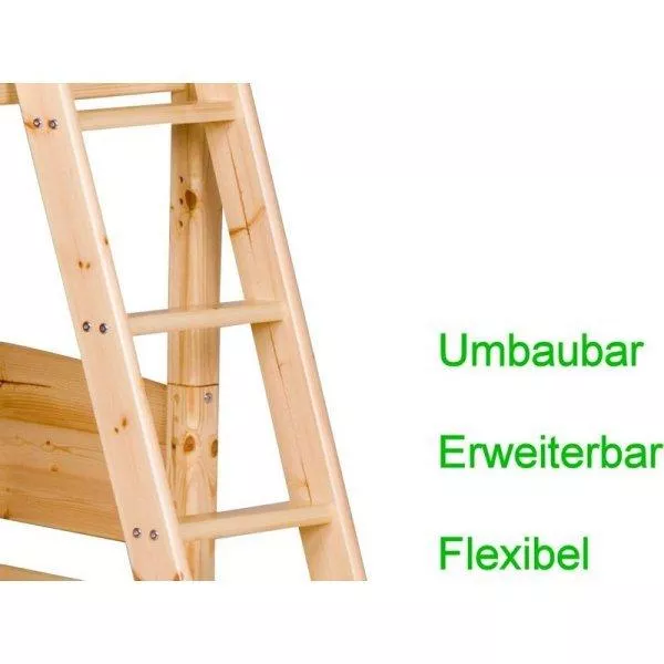 Flexa Basic Trendy Spielbett schräge Leiter, natur/natur