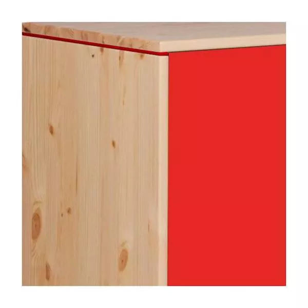 Flexa Classic Kleiderschrank 3 Türen, 2 Schubladen natur/rot