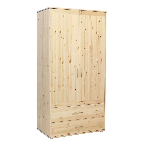 Kleiderschrank 2 Schübe 2 T. Kiefer/Nordic Blue Kleiderschrank 2 Schübe 2 T. Kiefer/Nordic Blue