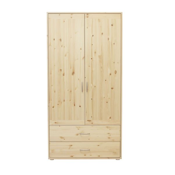 Kleiderschrank 2 Schübe 2 T. Kiefer/Kiefer/Weiß Kleiderschrank 2 Schübe 2 T. Kiefer/Kiefer/Weiß