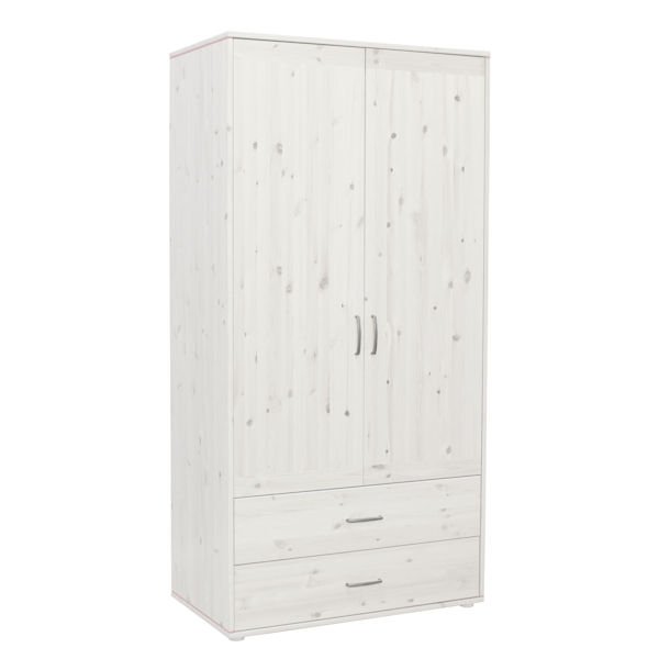 Kleiderschrank 2 Schübe 2 T. Kieferweiß/Rosa Kleiderschrank 2 Schübe 2 T. Kieferweiß/Rosa
