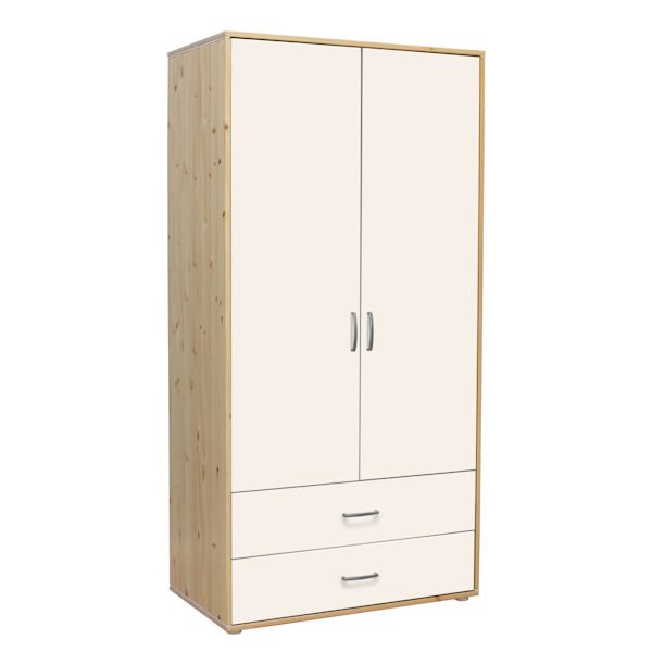 Kleiderschrank 2 Schübe 2 T. Kiefer/Lack weiß Kleiderschrank 2 Schübe 2 T. Kiefer/Lack weiß