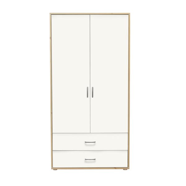 Kleiderschrank 2 Schübe 2 T. Kiefer/Lack weiß Kleiderschrank 2 Schübe 2 T. Kiefer/Lack weiß