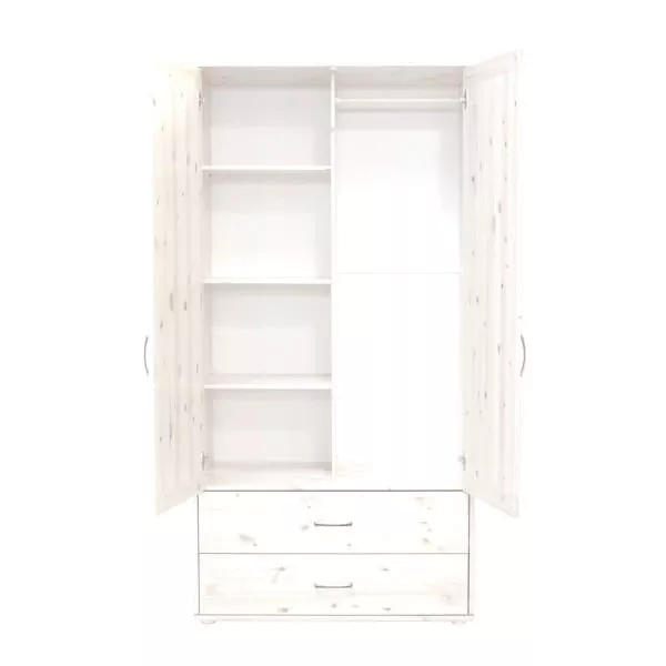 Kleiderschrank 2 Schübe 2 T. Kieferweiß/Rosa