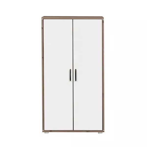 Kleiderschrank 2 Türen Terra/Lack weiß