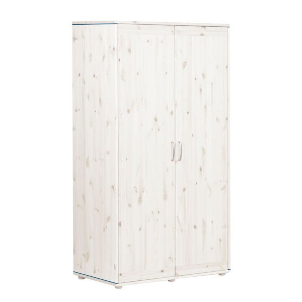 Kleiderschrank 2 Türen Kieferweiß/Nordic Blue Kleiderschrank 2 Türen Kieferweiß/Nordic Blue