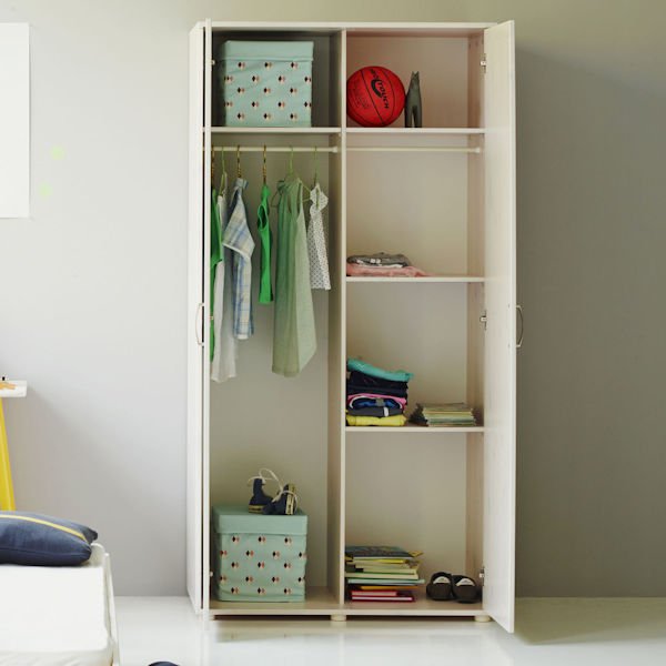 Kleiderschrank 2 Türen Kieferweiß/Rosa Kleiderschrank 2 Türen Kieferweiß/Rosa