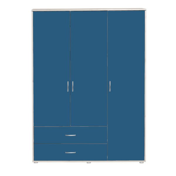 Kleiderschrank 3 Türen 2 Schübe Kieferweiß/Nordic Blue Kleiderschrank 3 Türen 2 Schübe Kieferweiß/Nordic Blue