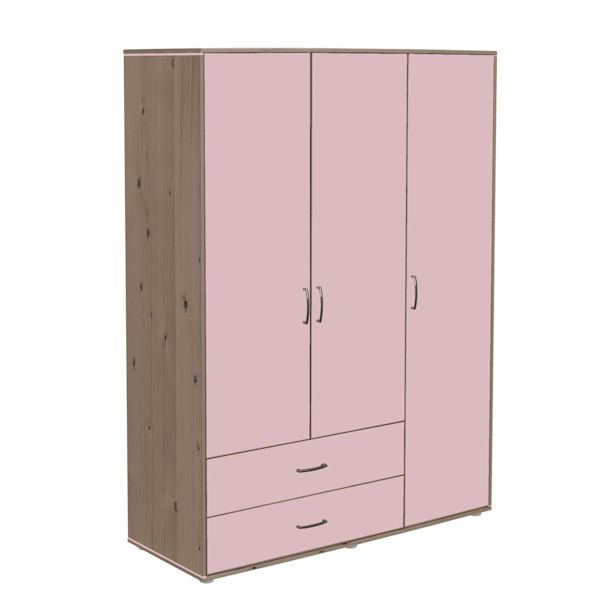 Kleiderschrank 3 Türen 2 Schübe Terra/Rosa Kleiderschrank 3 Türen 2 Schübe Terra/Rosa