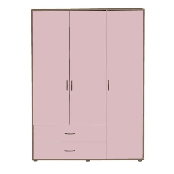 Kleiderschrank 3 Türen 2 Schübe Terra/Rosa Kleiderschrank 3 Türen 2 Schübe Terra/Rosa