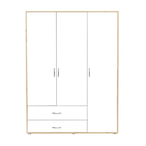 Kleiderschrank 3 Türen 2 Schübe Kiefer/Lack weiß Kleiderschrank 3 Türen 2 Schübe Kiefer/Lack weiß