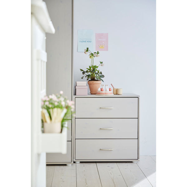 Flexa Kommode mit 3 Schubladen grau/grau/weiß Flexa Kommode mit 3 Schubladen grau/grau/weiß